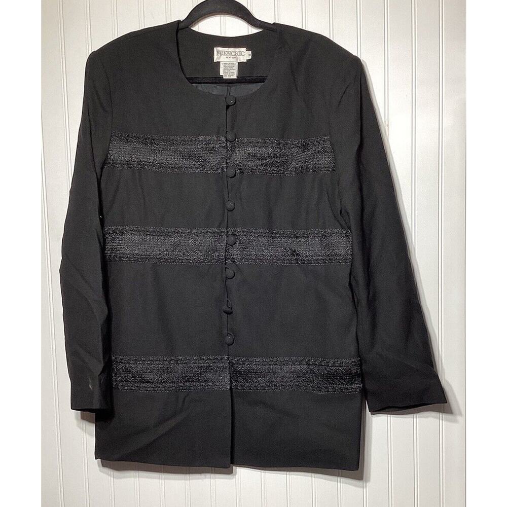 Frenchic New York Black Blazer Lined Lace Size 18 Read